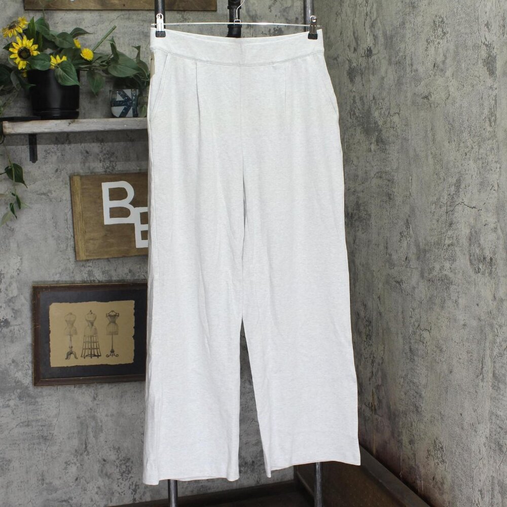 NWT Lands' End Knit High Rise Pleated Wide Leg Pants Soft Light Gray Heather M - Picture 4 of 9